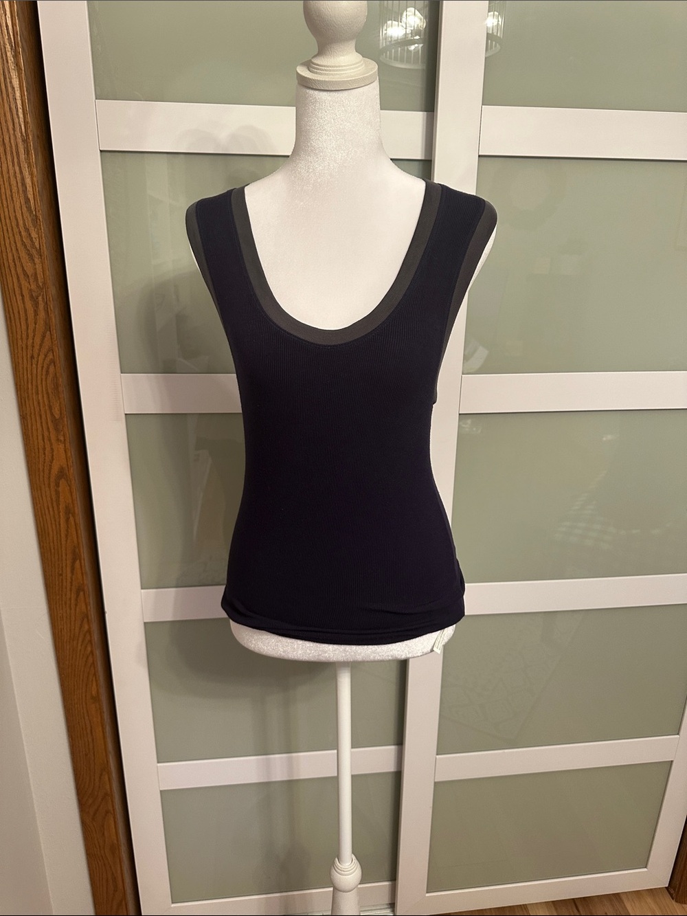 Classic Navy Ribbed Scoop Neck Tank Top